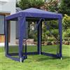 ZQQLVOO Tenda per feste con 4 pareti laterali in rete, blu, 2 x 2 m, gazebo in HDPE con telaio in ferro e tetto impermeabile, per eventi all'aperto, protezione solare e ventilazione