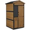 MCombo M MCombo Armadietto da giardino in legno con struttura in metallo, 3 ripiani, ripostiglio per attrezzi resistente alle intemperie, casetta da giardino impermeabile per esterni, 2750 (naturale)