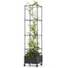GYMAX 170cm Fioriera Versatile, Orto Rialzato con Cassetta e Traliccio, Sistema di Auto-Irrigazione, Altezza Regolabile, Ruote Bloccabili, Cassetta Estensibile per Piante Rampicanti Verdure Fiori