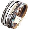 Cupimatch Bracciale Donna Magnetico Boho Multi-Wrap in Zirconi Lucidi Braccialetto Regalo Lega Ragazza Moglie,Colore Grigio