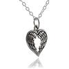 FashionJunkie4Life Collana in argento Sterling a forma di cuore con ali d'angelo, catenina da 45,5 cm