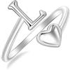 SILBERTALE Anello a forma di cuore in argento Sterling 925, con lettera, misura regolabile da 50 a 58, iniziale A-Z, gioiello alla moda, con confezione regalo