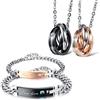 Kim Johanson 'Kim Johanson in acciaio inossidabile coppia di gioielli set bracciali e collane True Love per gli amanti oro rosa & nero con Cubic Zirconia con sacchettino