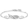 Yaneno Bracciale da donna con ali d'angelo in argento Sterling 925 con zirconi cubici, Argento sterling, zirconia cubica