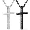 M MOOHAM 2 collane a forma di croce in acciaio inox per uomo, colore argento nero, robusta collana a serpente cubano, regalo per San Valentino, per uomini e adolescenti, 18 inch, Acciaio inossidabile