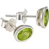 Lebensquelle Plus Peridoto, orecchini 6 x 4 mm, pietre ovali sfaccettate in argento 925 | Chiusura a strappo | Gemme ovali sfaccettate | Include scheda delle pietre preziose