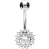 PIERCINGLINE Piercing per ombelico in acciaio chirurgico con fiore di cristallo, in 3 colori alla moda, Acciaio inossidabile