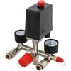 ORTOSUD Regolatore di pressione 1/2, Valvola di Commutazione a Pressione 180 PSI con manometro con 2 puntatori di misura da 0 a 12 bar per compressore d'aria
