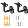 QUARKZMAN 2Pcs Supporti Per Corrimano In Acciaio Inox, 6.1Cm Supporto Curvo Per Corrimano Tondo Con Viti Di Montaggio Ringhiera Scale Balcone, Nero