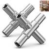 Sqylomk Set di 2 chiavi quadrate a 4 vie, chiave quadrata 6,5 mm, 7 mm, 8 mm, 9 mm, universale per rubinetto, armadio elettrico, gas, acqua e contatore, kit di ricambio durevole in acciaio inossidabile per