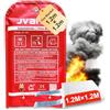JVANTE Coperta antincendio per cucina, 1,2 x 1,2 m, DIN EN 1869:2019, coperta in fibra di vetro di alta qualità, per incendi grassi, auto, cucina, scuola, camino, barbecue, ufficio, garage e officina