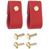 QUARKZMAN 2pz Maniglie per Cassetti in Pelle Pomelli Comò Sostituzione Manopole Tradizionali per Cassettiera, Armadio, Credenza Cucina, Rosso