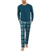 Leversic Pigiama Uomo Invernale Pigiami da Uomo 2 Pezzi, Maniche Lunghe con Scollo Rotondo e Pantaloni a Quadri Morbido e Caldo S-4XL