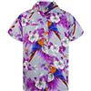 King Kabana Camicia-Hawaiana Uomo Manica-Corta Elegante Funky Pappagallo Fiori di Ciliegio Floreale Unisex