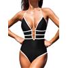 CUPSHE Costume da bagno intero da donna con scollo profondo e scollo profondo sul retro costume da bagno spaghetti spalline regolabili O ring