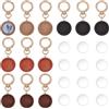 FINGERINSPIRE 12 Pz Portachiavi Cabochon in Legno, 4 Colore 25mm di Diametro 12 Pz Vassoi Pendenti in Legno Tondi Piatti e 12 Pz Cabochon in Vetro a Cupola Trasparente per La Creazione di Gioielli