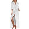 Generic Accappatoio da donna in pile lungo con cappuccio, accappatoio da spa con tasche, caldo pile con cappuccio, accappatoio soffice extra lungo e soffice, bianco, XXL