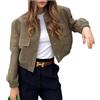 Shuanghao Giacca Corta da Donna College Felpa Baseball in Stile Retrò Classics Autunno-Inverno Casual Moda Unique Giacca a Vento Leggera Giubbotto Bomber da Donna con Polsini a Coste