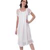 Flwydran Camicie da Notte da Donna a Manica Corta in Raso e Seta Taglie Forti Rosa Stile Vittoriano, Bianco sporco, S