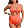 FEOYA Premaman Donna Bikini Due Pezzi Termale Donna Incinta Costume Piscina Collo V Elegante Costumi da Bagno Piscina Estivi Spiaggia da Mare Arancione M