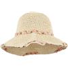 Meliyya Cappello di paglia da donna, pieghevole, regolabile, estivo, in paglia, con fiori, da spiaggia, a tesa larga