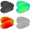 EZReplace Lenti di ricambio per occhiali da sole Oakley Racing Jacket Vented (lenti polarizzate), nero carbone + verde primavera + rosso fuoco + metallo argento, Taglia unica