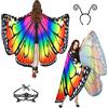 Sunlisky Scialle Farfalla Costume da ali di Farfalla da Donna Mantello di Farfalla con Benda Sull'occhio e Fascia 168 * 135CM Costumi per Feste Carnevale Halloween Cosplay Mascherata