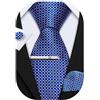 Barry.Wang - Set da uomo, con cravatta, pochette quadrata, fermacravatta, gemelli, stile classico, per matrimonio Blu brillante Taglia unica