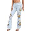 keephen Jeans a Campana per Le Donne Svasato Floreale Ricamato Jean Plus Size Wide Leg Denim Pantaloni Mid Rise Flare Leg Jean