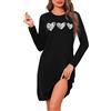 Marvmys Camicia da Notte Donna Cotone Lunghe Maniche con Scollo Rotondo Camicie da Casa Leggero Confortevole con Stampa