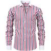 ZEZEZ Camicia elegante da uomo a righe bianco e azzurro, camicia formale da lavoro con bottoni(Red+white_M)
