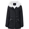 YYNUDA Cappotto invernale da donna, parka caldo, imbottito, con pelliccia, cappuccio in cotone