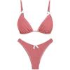 seamoly Bikini da donna Set Tie Back Bowknot Due Pezzi Costumi Da Bagno Triangolo Perizoma Costume Da Bagno Gingham Floreale Stampa Cilie, A quadretti rossi, XL