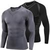 AMZSPORT Maglia Termica Uomo Manica Lunga Maglietta, 2pz Nero Grigio, L
