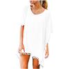LKRSEEF Copricostume Donna Mare Pareo Vestiti Estivi Spiaggia Lungo Boho Chic Dresses Curvy Accessori Mare Costumi da Bagno Elegante Copri Uncinetto Traforato Bianco