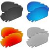 EZReplace Lenti di ricambio per occhiali da sole Oakley Racing Jacket Vented (lenti polarizzate), nero carbone + blu ghiaccio + rosso fuoco + metallo argento, Taglia unica