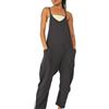 SDFWGG Salopette Donna Lunga Casual con Spalline Estiva Ampia Tuta Jumpsuit Morbida Oversize Salopette con Tasche Donna per Tempo Libero (Nero M)
