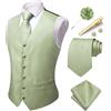 Hi-Tie Gilet da uomo con motivo cachemire, gilet formale in seta jacquard e cravatta con risvolto e tasca quadrata set per smoking da sposa