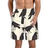 WZYCWB Pantaloncini da surf da uomo neri con stampa corvo, adatti per corsa, abbigliamento casual, costume da bagno da spiaggia, bianco, L