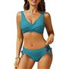 Ekouaer Bikini Donna Sexy Scollo a V Push Up Costume da Bagno Due Pezzi Bikini Set Regolabile Swimwear, Turchese, XL