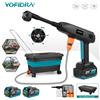 YOFIDRA 6 IN 1 Pistola per lavatrice ad alta pressione con serbatoio dell'acqua Strumento di pulizia portatile Pistola a spruzzo da giardino per Perni batteria Makita 18V