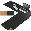 MAIDERN Tappetino Scrivania pelle in Sughero angolare,110x110x33cm sottomano scrivania bifacciale a forma di L,Tappetino per Mouse impermeabile e antiscivolo ，per Casa/Ufficio(Nero)