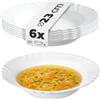KADAX Piatto profondo ∅ 23 cm, set da 6 piatti fondi minimalista in vetro temperato, set di piatti per pasta, piatti fondi, ciotole per pasta, piatti piani (bianco)