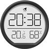 ZYWUOY Orologio da parete digitale con temperatura e umidità, display in vetro multifunzione per cucina, camera da letto, ufficio, formato 12/24 ore con data (nero)