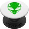 Alien Extraterrestrial Sci-Fi UFO Space Verde Alien Face UFO Extraterrestre Alien Head Bambini Ragazzi PopSockets PopGrip Adesivo