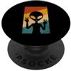 Alien Extraterrestrial Sci-Fi UFO Space Alien Peace Sign Retro Extraterrestre Spazio UFO Sci-Fi PopSockets PopGrip Adesivo