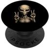 Alien Extraterrestrial Sci-Fi UFO Space Alien Peace Sign Extraterrestre Spazio UFO Fantascienza Fan PopSockets PopGrip Adesivo