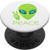 Alien Extraterrestrial Sci-Fi UFO Space Segno di pace Testa aliena Extraterrestre Spazio UFO Fantascienza PopSockets PopGrip Adesivo