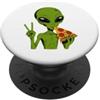 Alien Extraterrestrial Sci-Fi UFO Space Alien Mangiare Pizza Pace Segno Verde Alieno Extraterrestre PopSockets PopGrip Adesivo