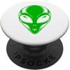 Alien Extraterrestrial Sci-Fi UFO Space Verde Alien Face UFO Extraterrestre Alien Head Bambini Ragazzi PopSockets PopGrip Adesivo